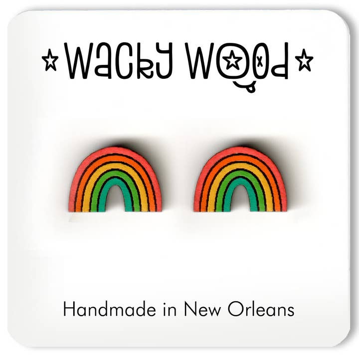 Wacky Wood – Großhandel Ohrstecker – Regenbogen-Ohrringe, Naturohrringe, lustiges Geschenk, Ohrstecker0