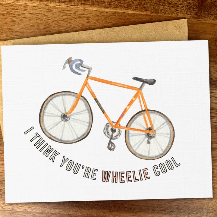 Carte de vélo sympa, jeu de mots 'Vélo cool', Carte pour cycliste pour la vente par Pink Hill Press