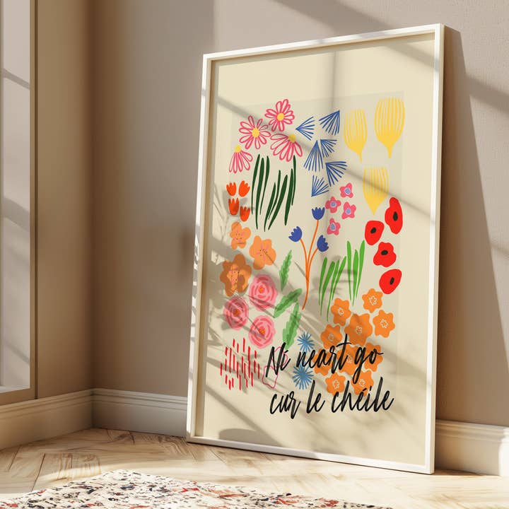 Ní neart go cur le chéile - Seanfhocail Floral Set Print for wholesale by As Gaeilge