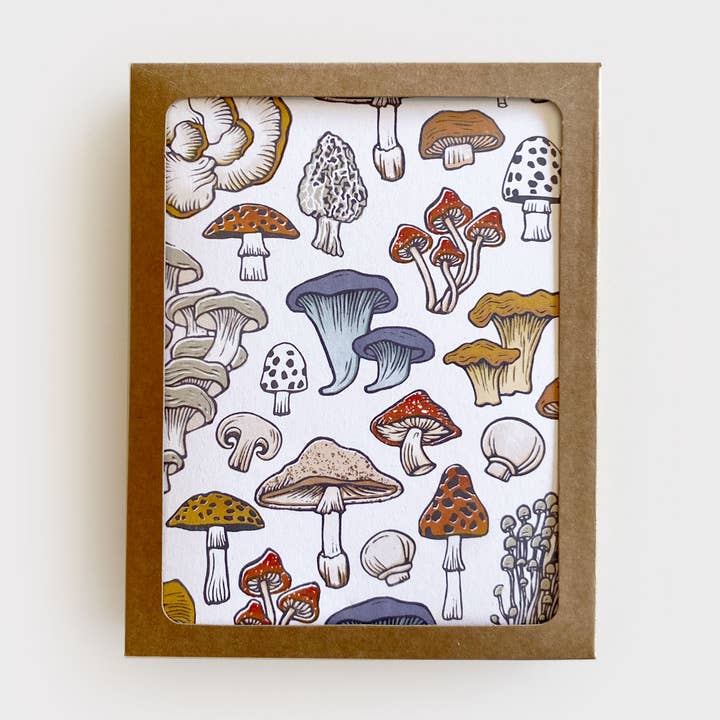Mushroom + Fungi Boxed Card Set of 8 for wholesale by Root & Branch Paper Co.