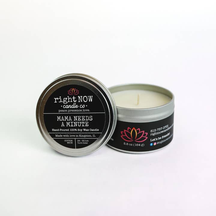 Mama Needs a Minute 8 oz 100% Soy Candle (net wt 5.8 oz) for wholesale by Right Now Candle Co.