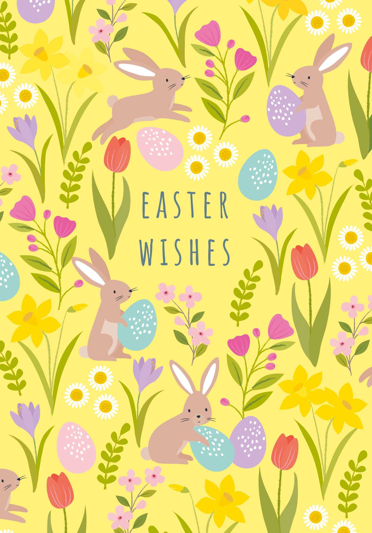 Klara Hawkins - Wholesale Easter Card - Spring bunny and floral patterned Easter card2