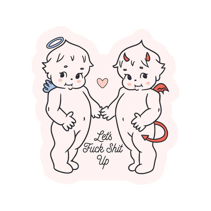 Angel Devil Cute Swear High Quality Vinyl Sticker for wholesale by Juju and Moxie
