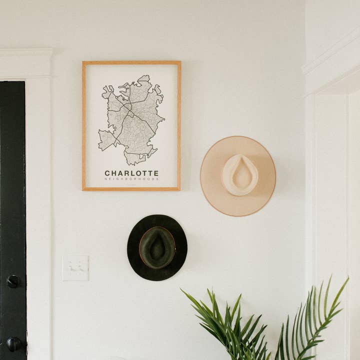 Affiche du plan de la ville du quartier de Charlotte, en Caroline du Nord pour la vente par Native Maps