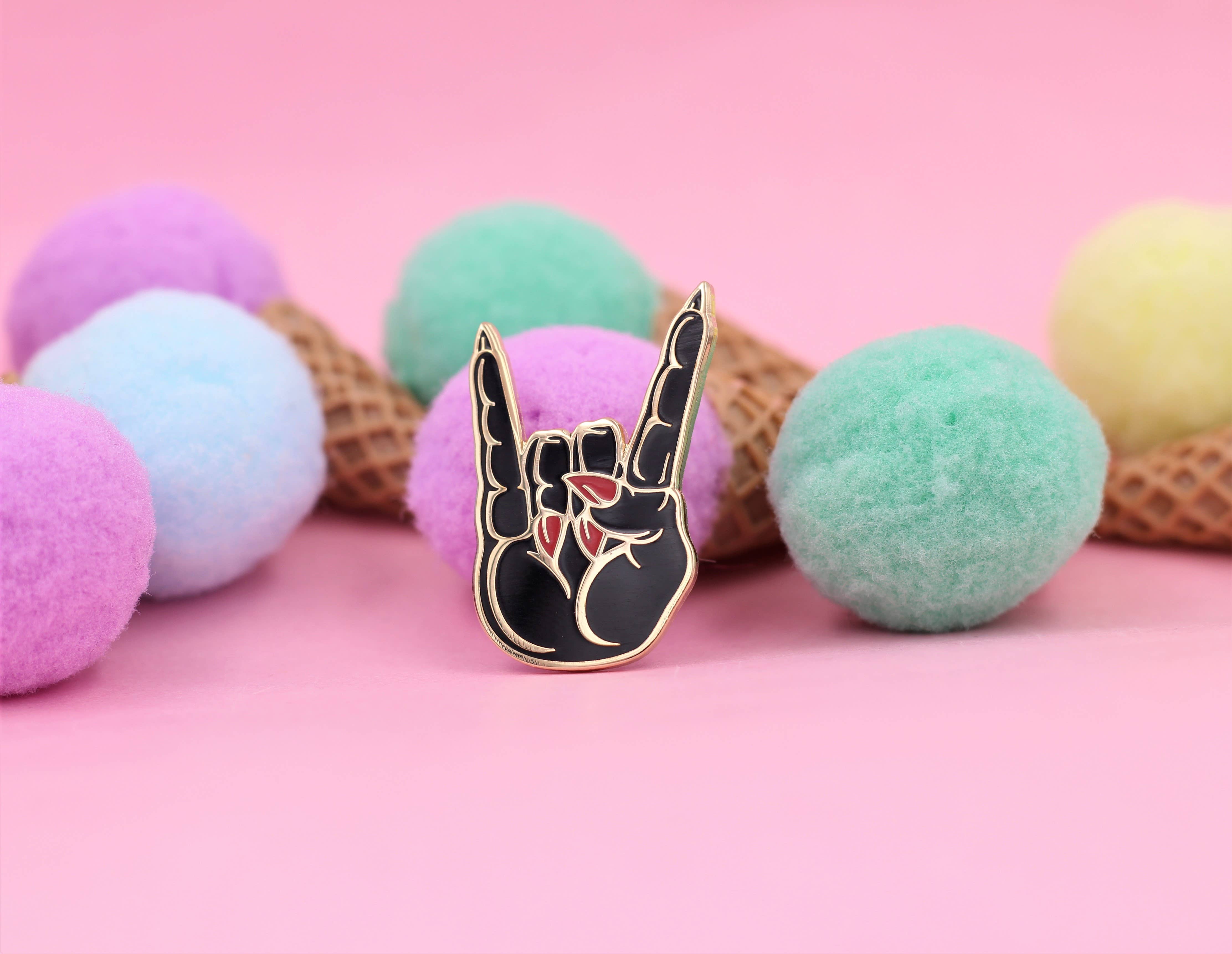 Real Sic - Vente Épinglettes/boutons - Grêle Satan Corns Roch/métal lourd symbole main émail épingle10