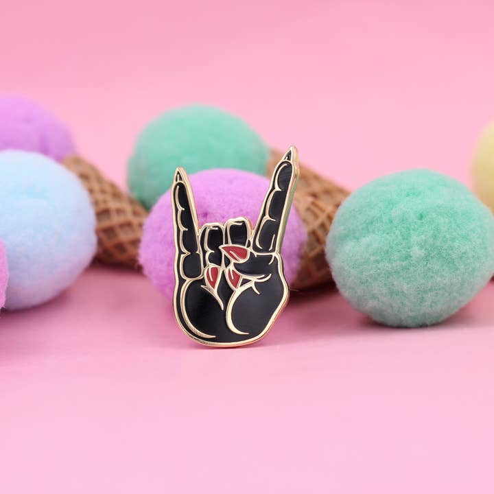 Real Sic - Vente Épinglettes/boutons - Grêle Satan Corns Roch/métal lourd symbole main émail épingle10