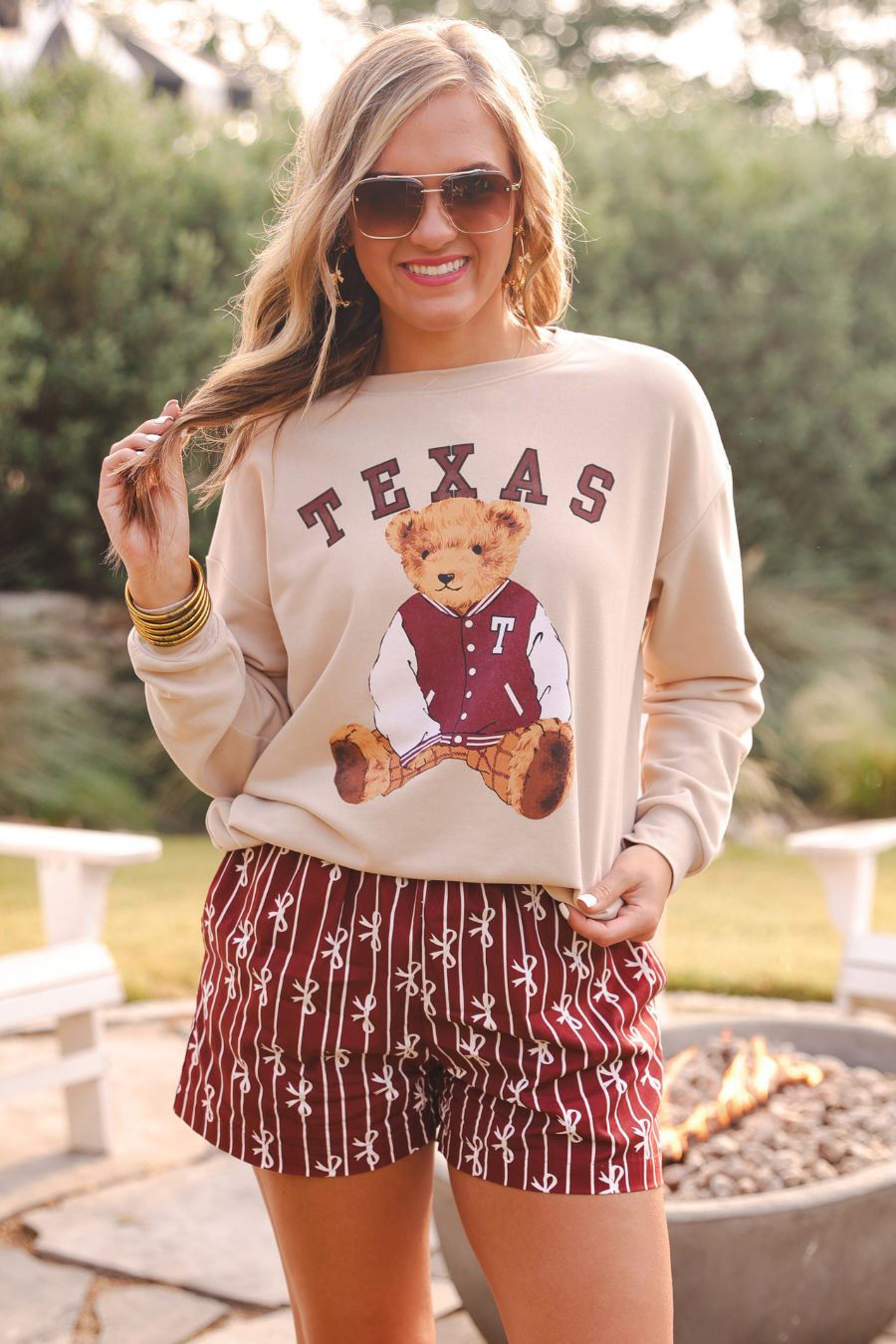 Neutral Benny The Bear Texas Pullover- Maroon for wholesale on Faire3