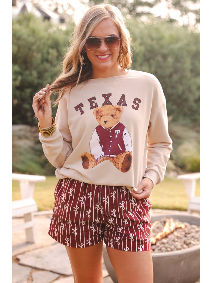 Neutral Benny The Bear Texas Pullover- Maroon for wholesale on Faire3