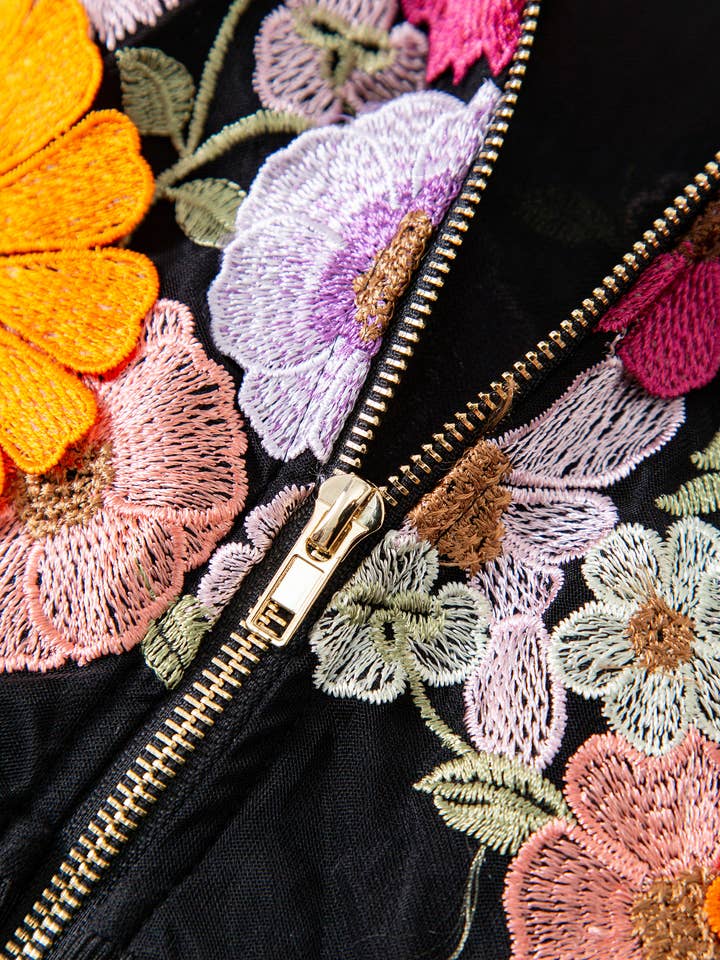 Color as pictures JK191Y Handmade Beaded Floral Embellished Rhinestone Jacket for wholesale on Faire6