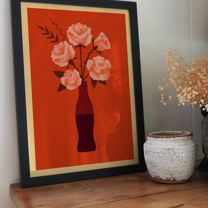 Telegramme Paper Co. - Wholesale Art Print - Roses Coke Bottle Bouquet1