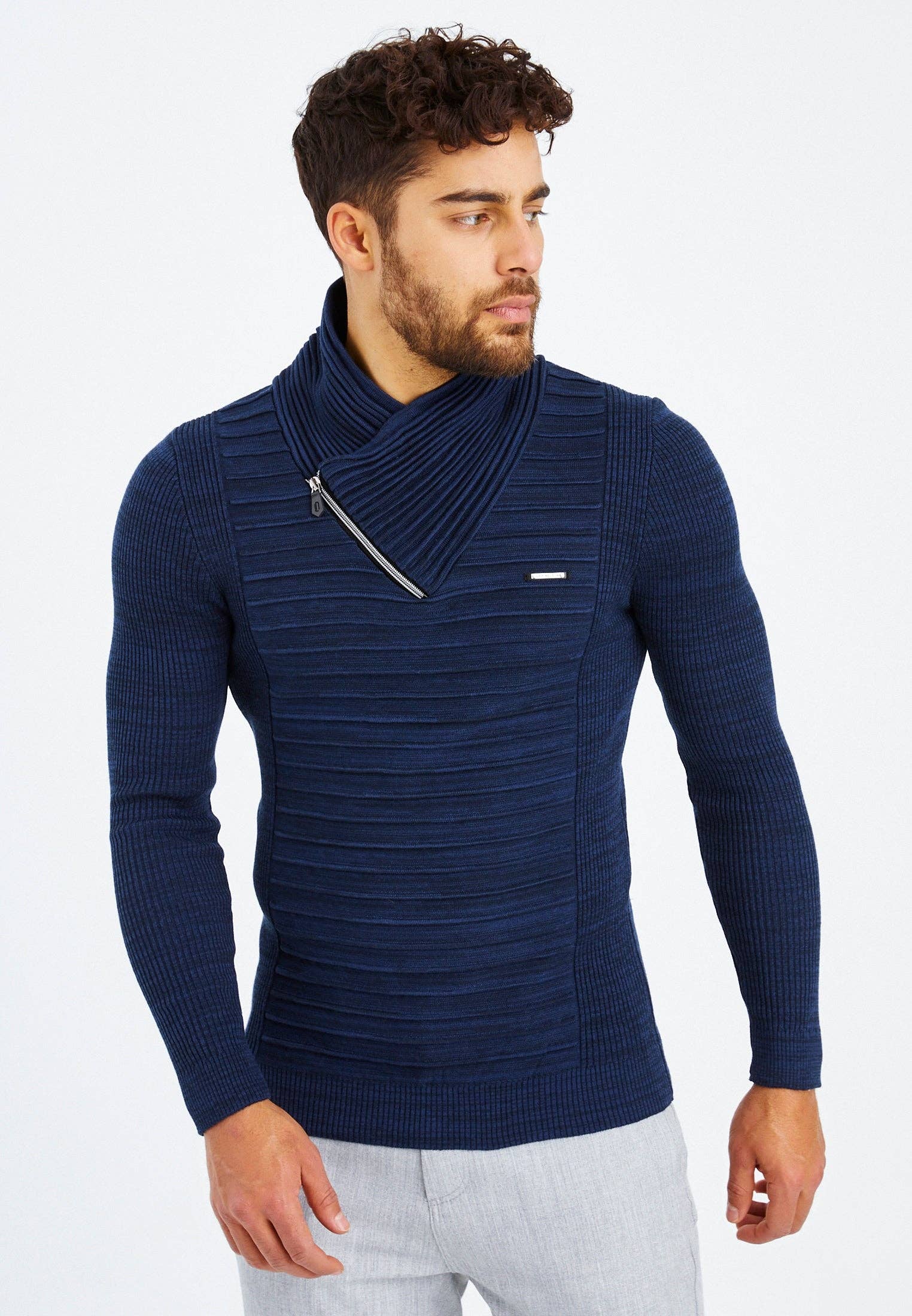 Leif Nelson GmbH - Wholesale Knit Sweater - Men's - Men's Knit Sweater Fine Knit Shawl Collar LN-15354