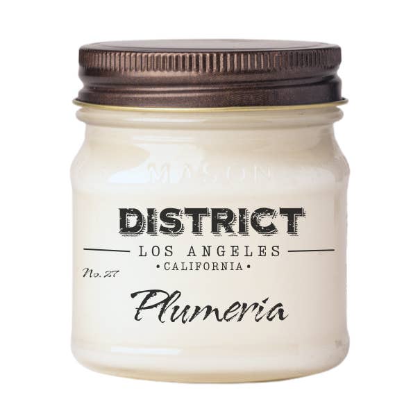 Plumeria | 8oz Mason Jar Candle for wholesale by District Los Angeles