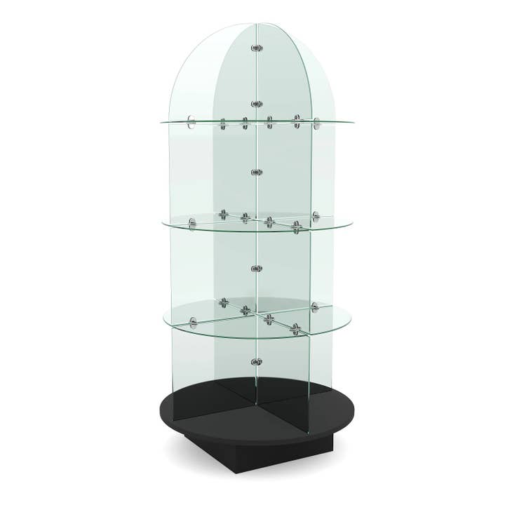 Rotating Glass Merchandiser Jewelry Display with Round Base for wholesale by Econoco