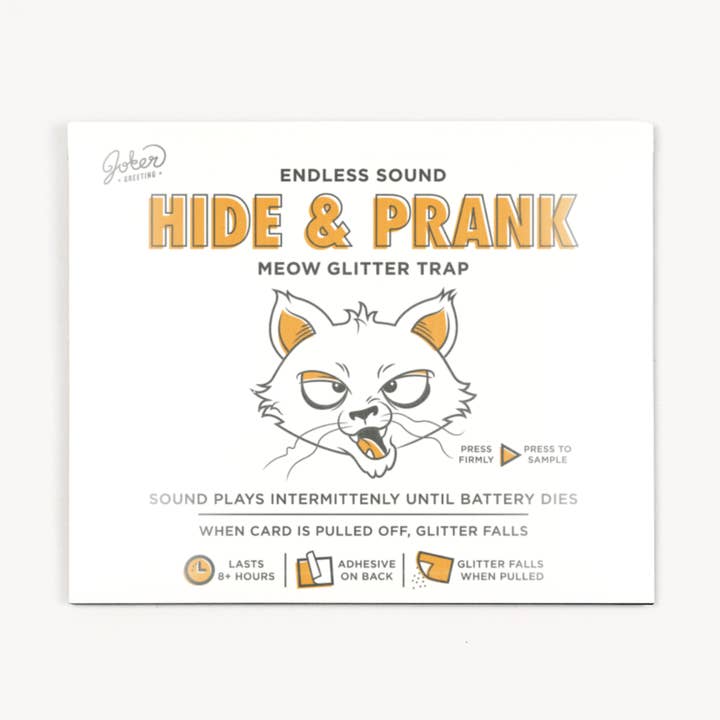 Hide & Prank Intermittent Meowy Glitter Trap for wholesale by Joker Greeting