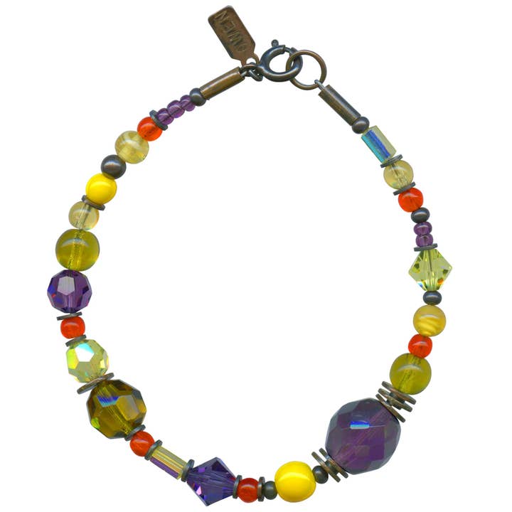 355 BRACELET - AUSTRIAN CRYSTAL AND CZECH GLASS, BRONZE for wholesale by Owen Glass Collection