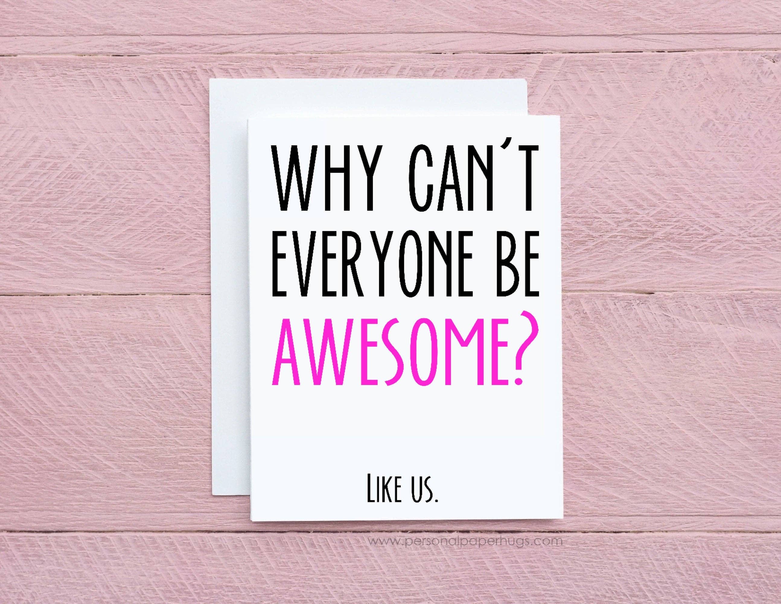 Personal Paper Hugs - Wholesale Friendship Card - You Are Awesome Card / Funny Friendship Card / Funny Card Friend / Card for Best Friend / We Are Awesome / Long Distance Friendship Card