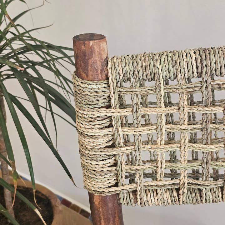 HandmadeBestSeller - Wholesale Chair - Handcrafted Moroccan Wooden Chair with Woven Palm Leaf Seat3
