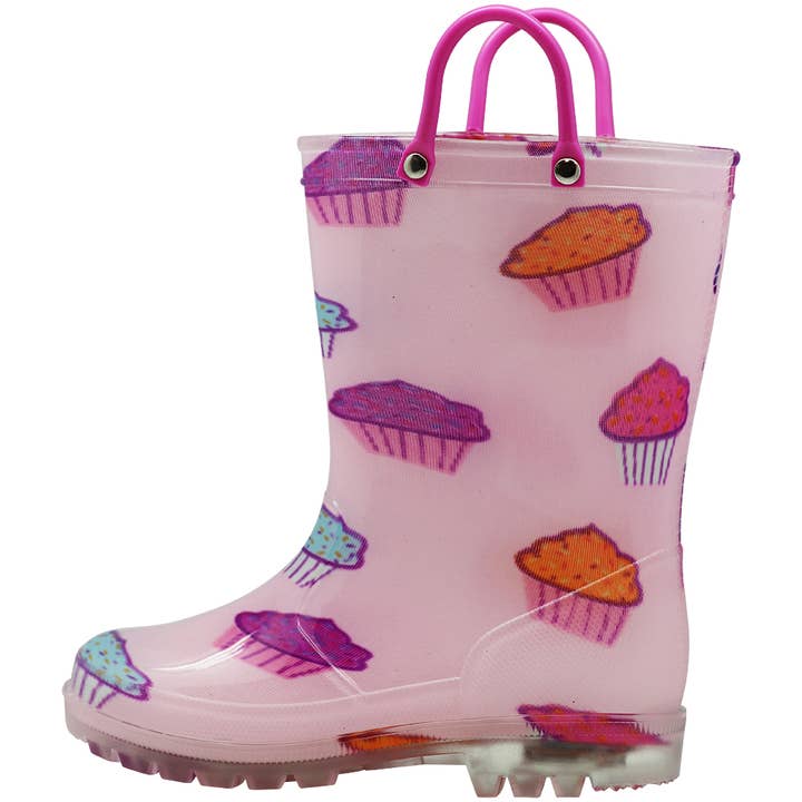 Norty Little Big Girls Regenlaarzen 41293- Roze Cupcakes voor wholesale door Eastern Off Price