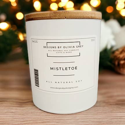 Bougie au soja naturel Mistletoe | Bougie non toxique pour la vente par Designs By Olivia Grey | All Natural Soy Candles