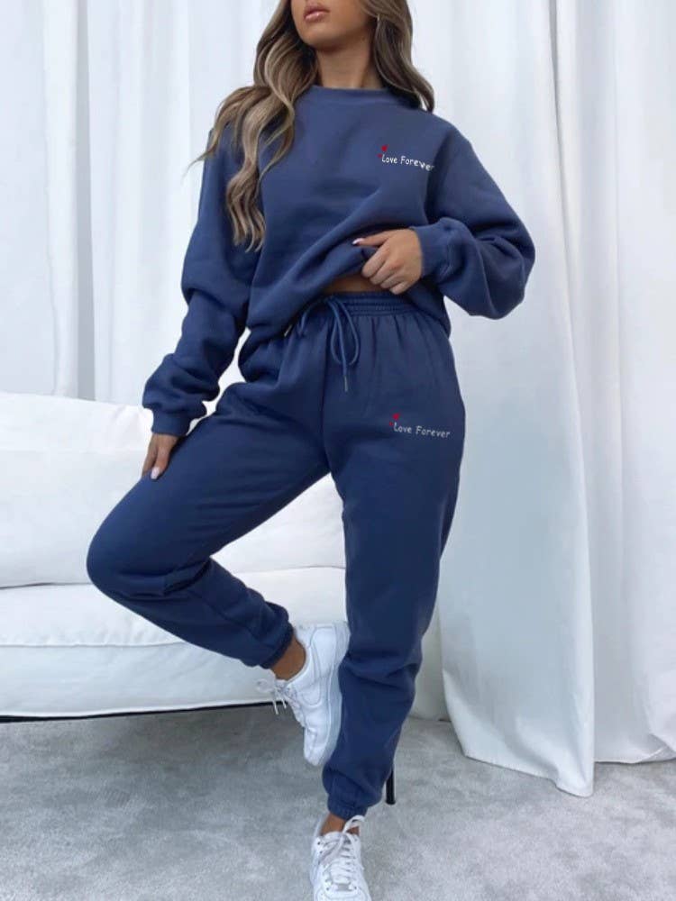 Rosa Clothing - Wholesale Top & Pant Set (NOT Loungewear) - Women's - Hearts Leisure Letter Print Long SleeveSweatshirt Set3