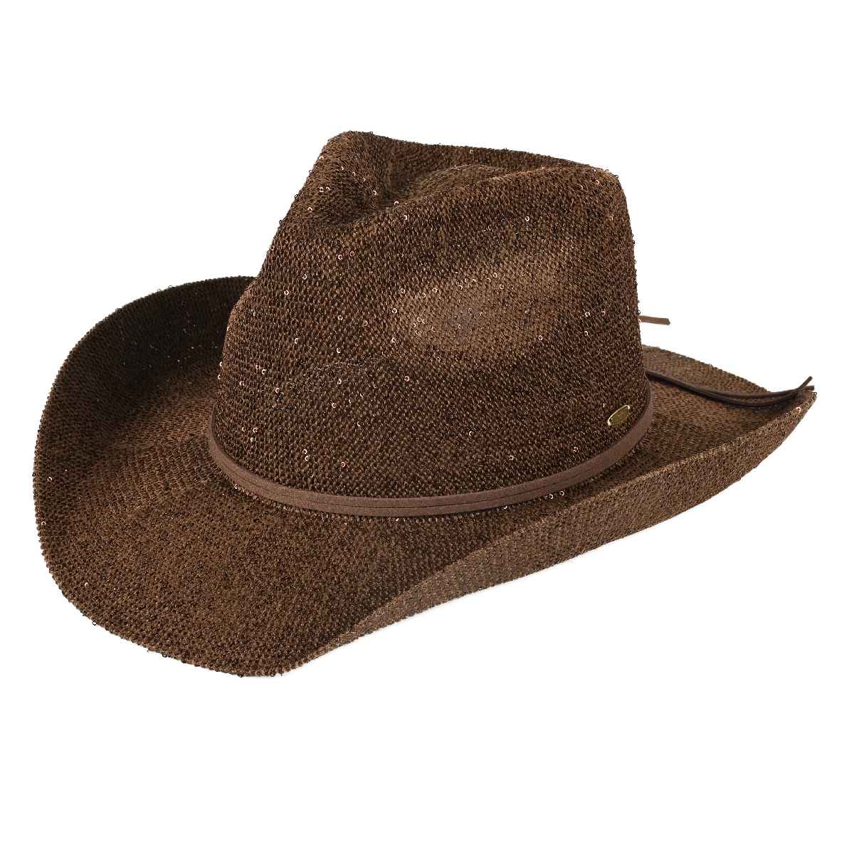 Fashion City – wholesale Cowboyhatt - Dam – Paljett Cowboyhatt med mocka String11