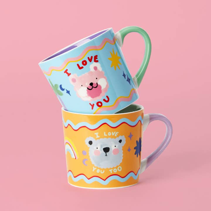 Teddy Bear Love You Mugs - Set of 2 for wholesale by Eleanor Bowmer