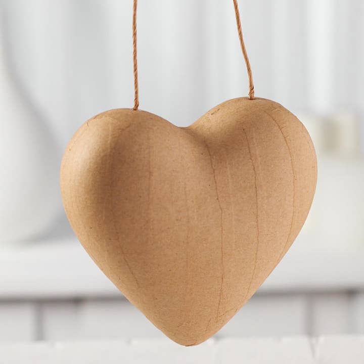 5-1/2" Puffy Paper Mache Heart Ornament for wholesale by Factory Direct Craft