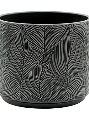 Planter, Gray w/ Leaf Embossed Item # 14470 for wholesale by Napco