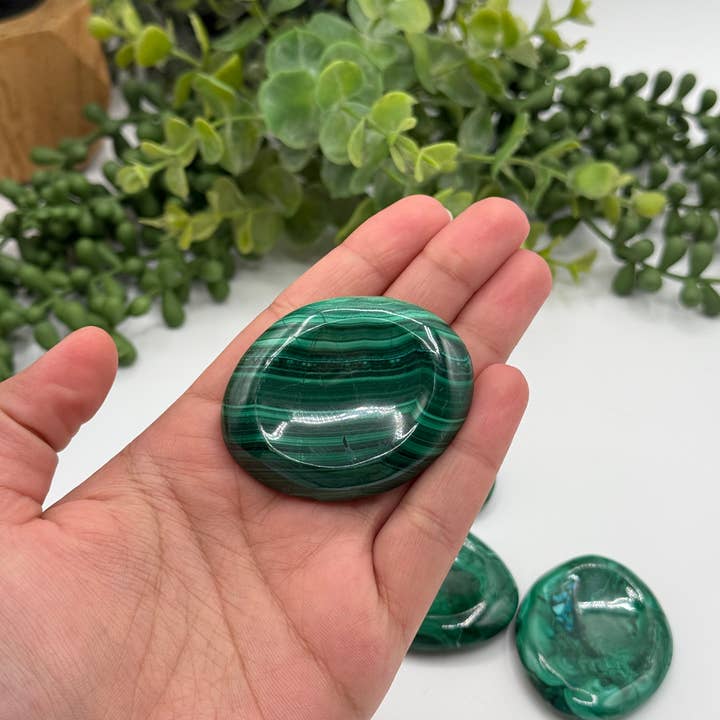 Malachite Worry Stone 50x40x10mm -Natural for wholesale by Meraki Gemstones