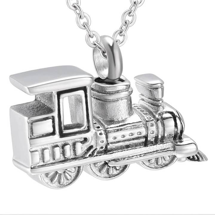 Train Shaped Cremation Urn Necklace for wholesale by Cherished Emblems