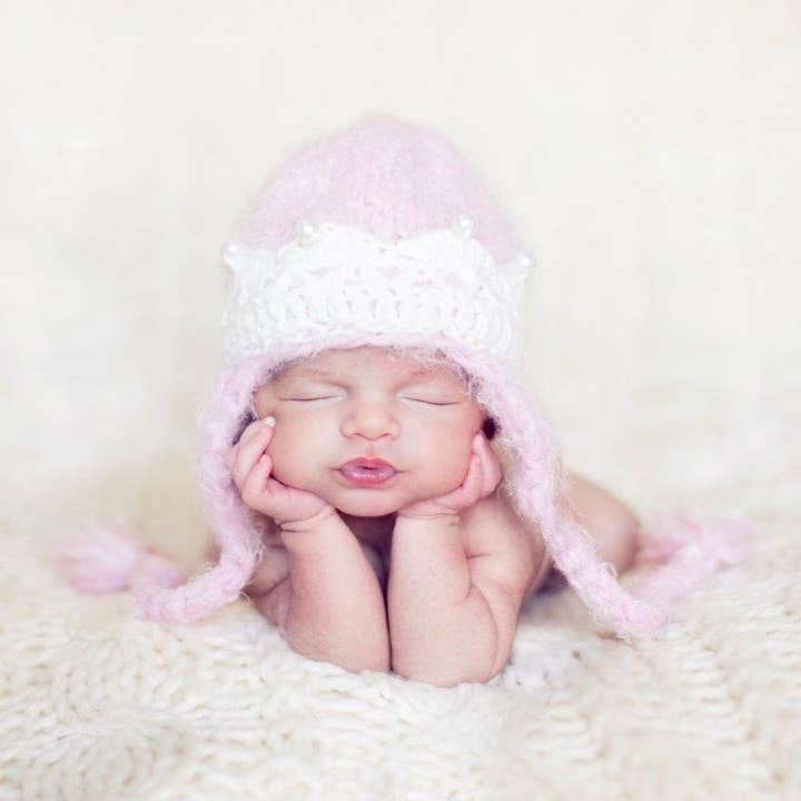 The Daisy Baby LLC - Wholesale Newborn/Knit Hat - Baby - Soft Pink Princess Crocheted Handmade Heirloom Baby Gift Hat