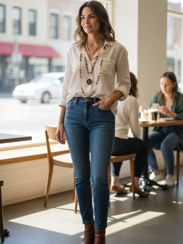 Conjunto de três colares individuais em camadas em jaspe e ouro por atacado de Ava Capri