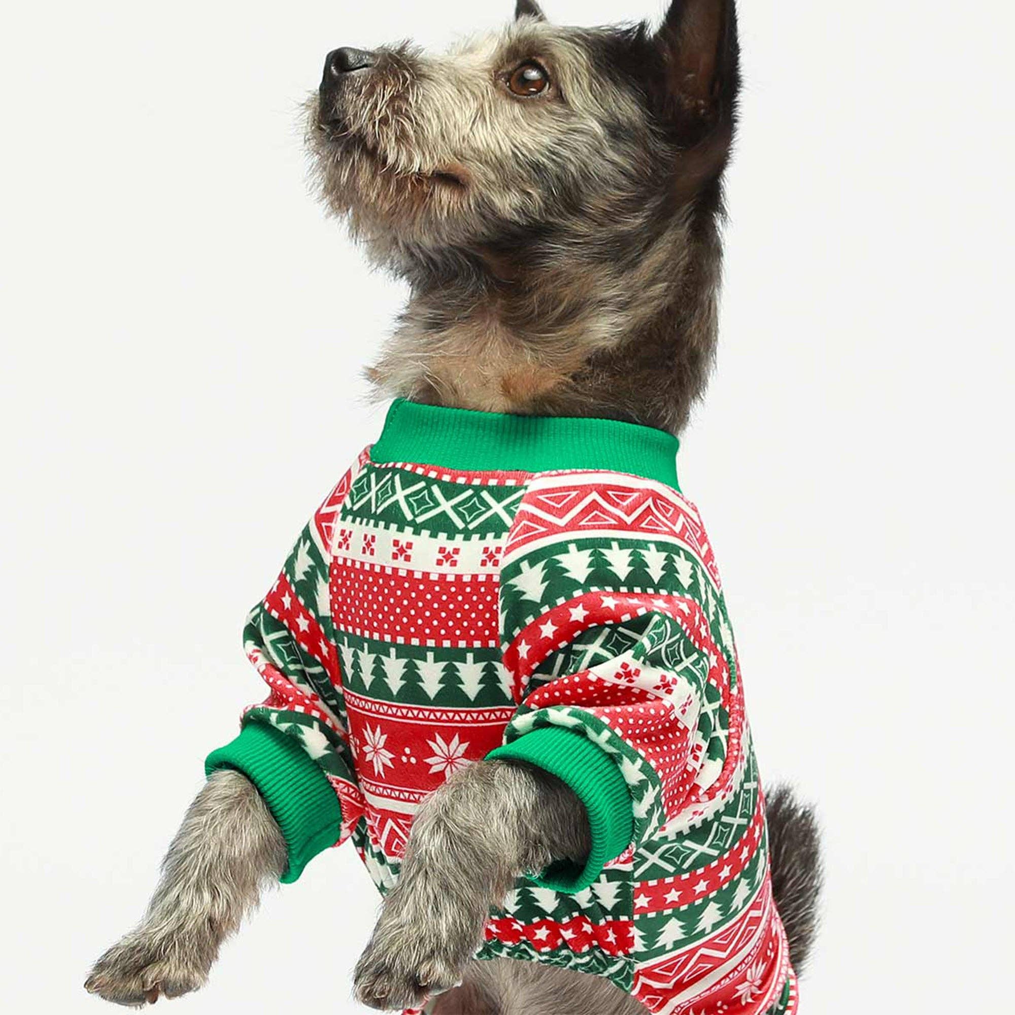Fitwarm - Wholesale Pyjama voor huisdieren - Hond - Gestreepte kerstpyjama1
