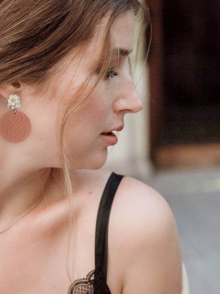 HANDCRAFTED - Sage Polymer Clay Earring for wholesale by Cherry Casa