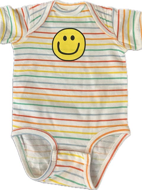 CUSTOM happy face striped onesie for wholesale by Poseys