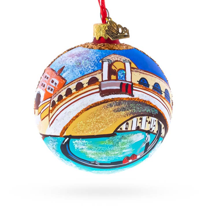 Gondola Il Ponte di Rialto, Venezia, Italia Ornamento in vetro per la vendita all'ingrosso da parte di BestPysanky