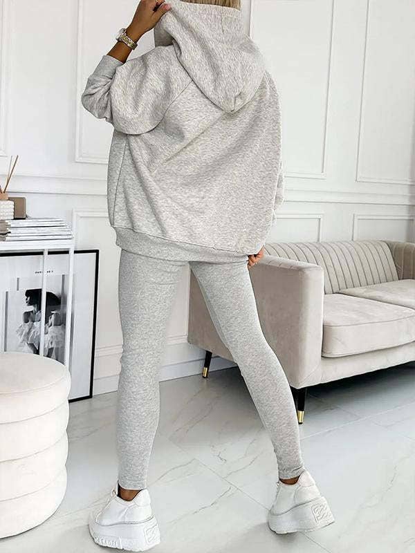 DE VAVE - Wholesale Lounge Set - Women's - Buttoned Hoodie and Tank and Leggings Set