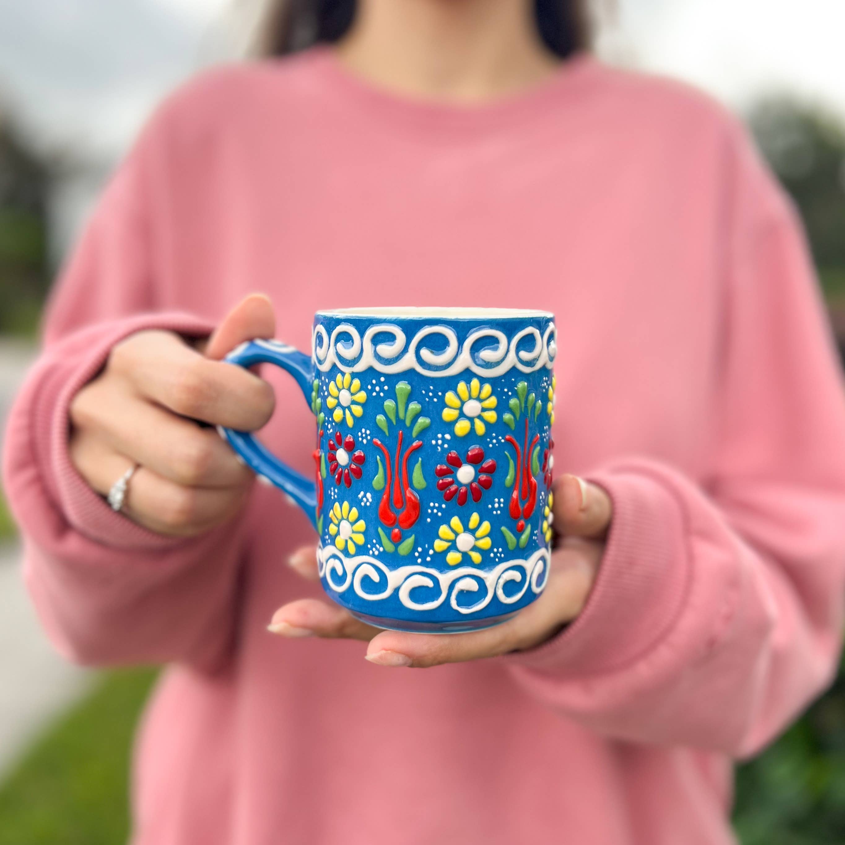 Umays Boho – wholesale Kaffekoppar – Handmålad kaffemugg, keramisk mugg, handgjorda blommiga muggar4