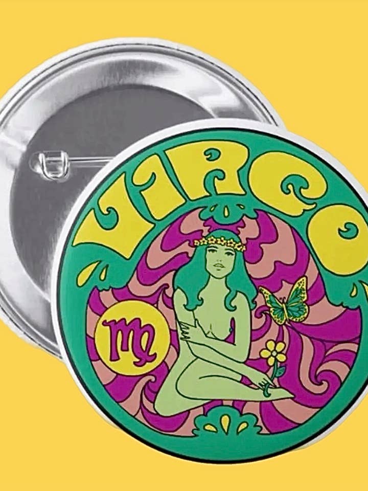 Virgo Zodiac Button for wholesale by Astral Weekend