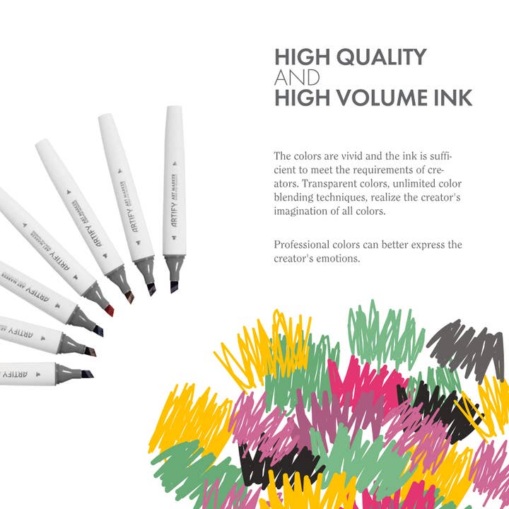 Artify - Wholesale Marker - ARTIFY 48 Boho Colors Fine & Broad Dual Tips Art Markers