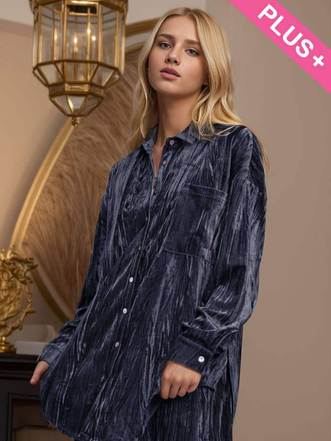 HAUT DE CHEMISE BOUTONNÉ SUR LE DEVANT EN VELOURS PLISSÉ pour la vente par Davi & Dani