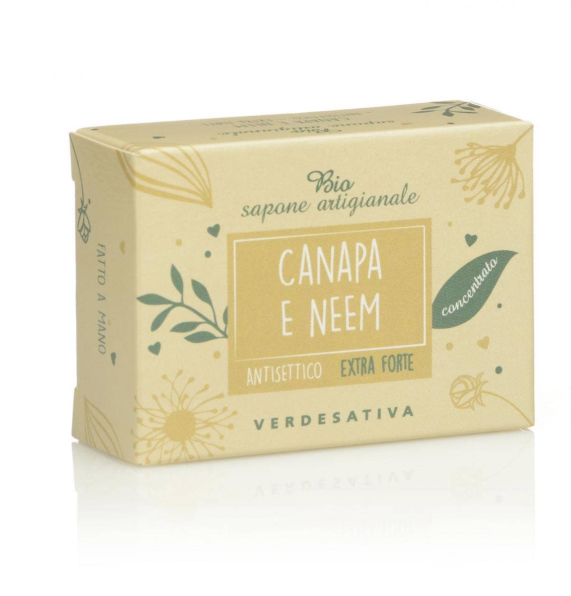 pirotta srl – sabonete sólido por atacado – Sabonete Bio Extra Forte de Neem e Cânhamo 100 g0