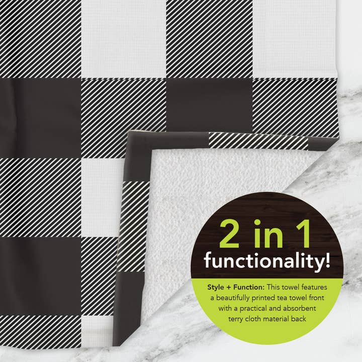 Briarwood Lane - Wholesale Hand Towel - Black and White Check Cotton Hand Towel2