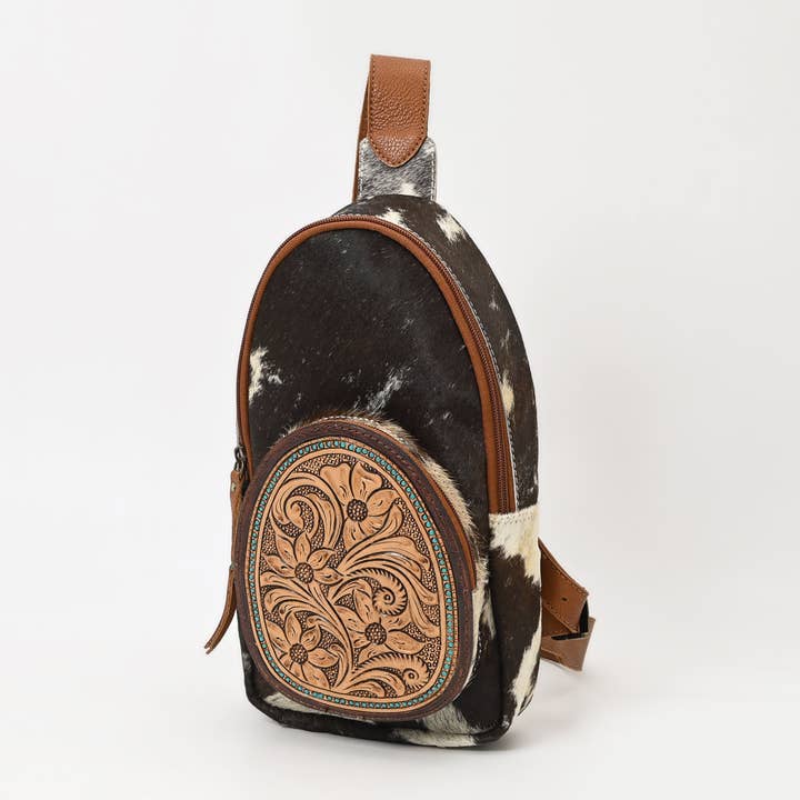 ADBGA548 American Darling Genuine Cowhide & Tooled Leather Sling Bag Western Crossbody Backpack for wholesale by LS Western
