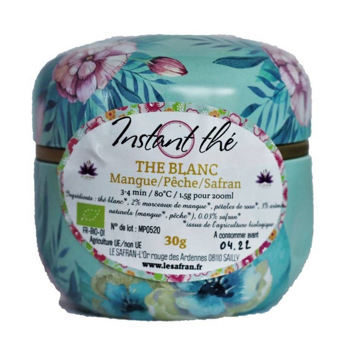 Økologisk hvid te med mango, fersken og safran, 30 g for engroshandel hos Le Safran
