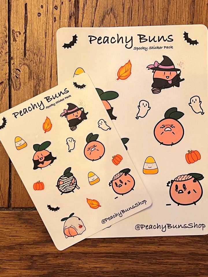 Pack d'autocollants Peachy Buns Halloween Spooky pour la vente par Peachy Buns Shop