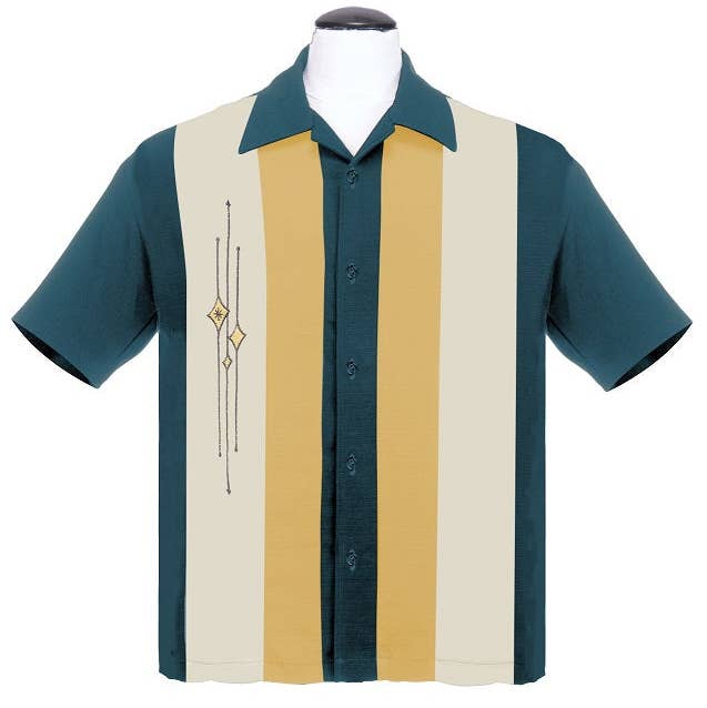 Steady Clothing - Wholesale Button Down Shirt - Men's - The Finley in Teal/Mustard/Cream0