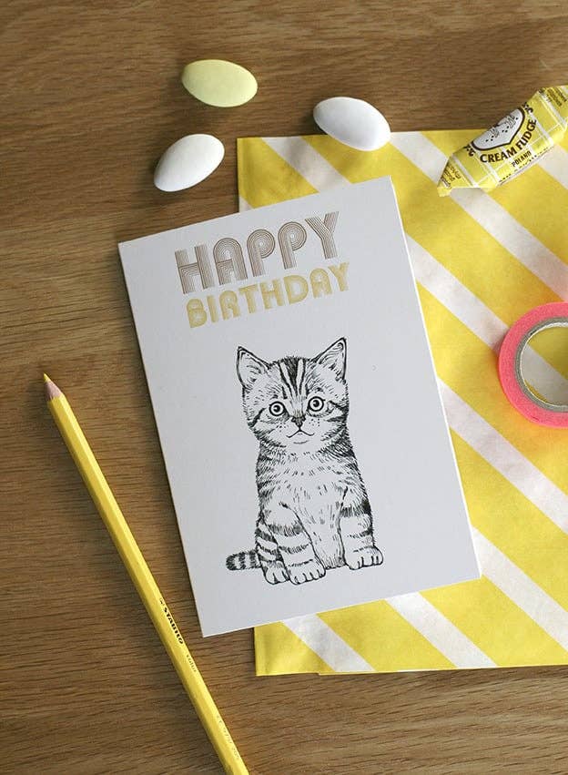 Briki Vroom Vroom - Wholesale Birthday Card - Happy Birthday Cat/Half Folded Postcard Cat1