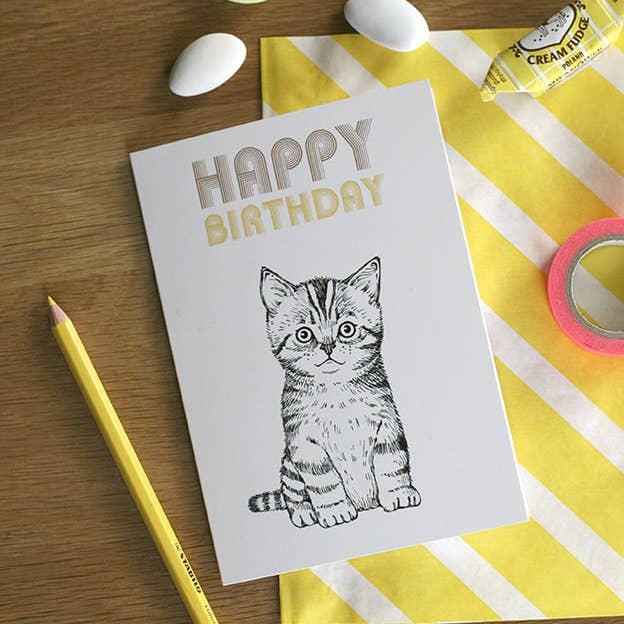 Briki Vroom Vroom - Wholesale Birthday Card - Happy Birthday Cat/Half Folded Postcard Cat1