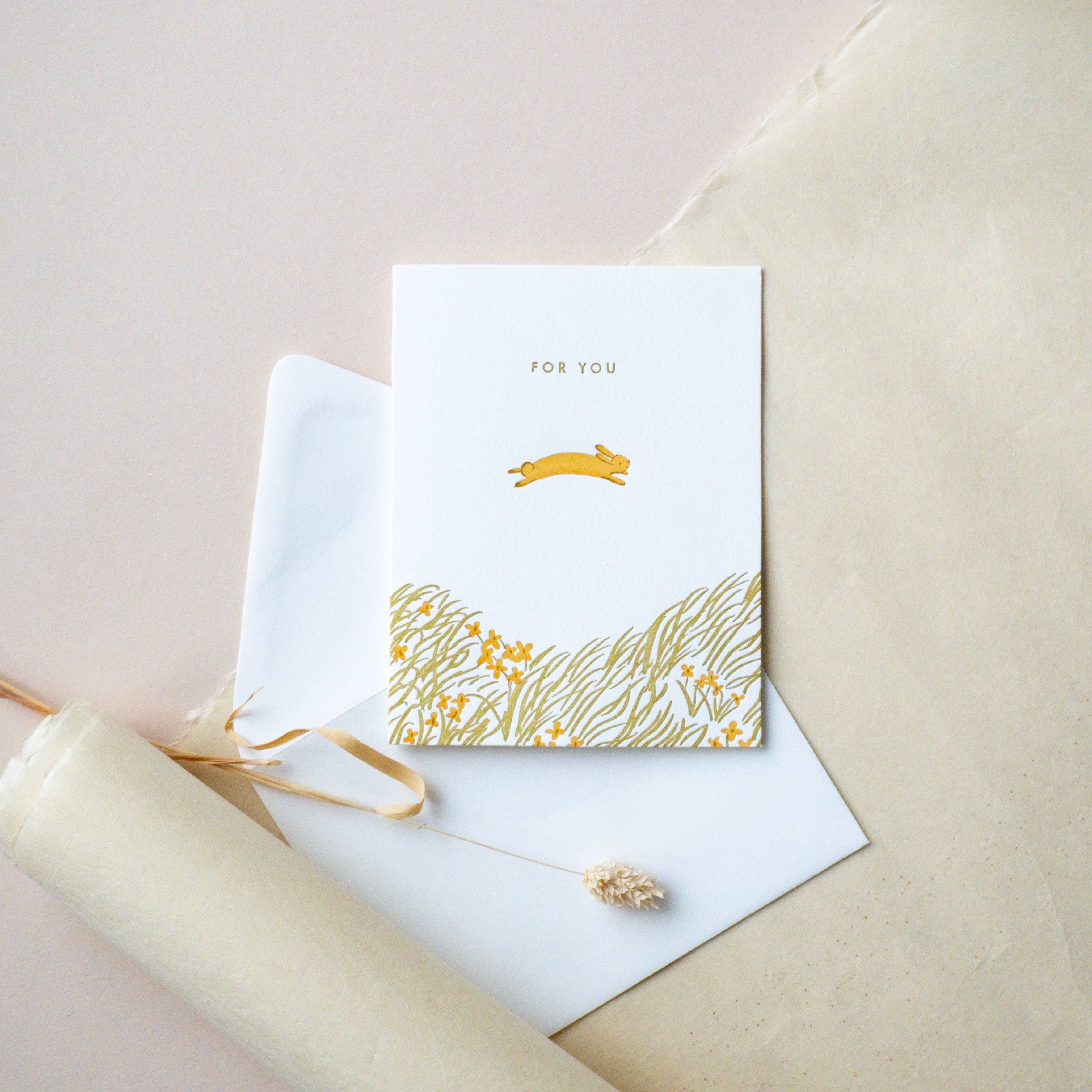 Homework Letterpress Studio - Wholesale Valentine's Day Card - For You Bunny | Everyday | Letterpress Card1